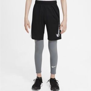 NIKE Pro Kids Compression Pants. Boys Size Medium. Color Gray.